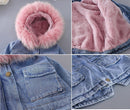 Girls' denim plus velvet jacket autumn and winter