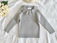 Kids Knitted Pullover Girls Long Sleeve Knit Lace Sweater