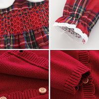 Girls' Dress Red Checked Dress Autumn