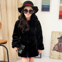 Faux Fur Girls Plush Coat Princess Thickening Rabbit Fur Long Coat