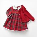 Girls' Dress Red Checked Dress Autumn