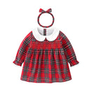 Girls' Dress Red Checked Dress Autumn