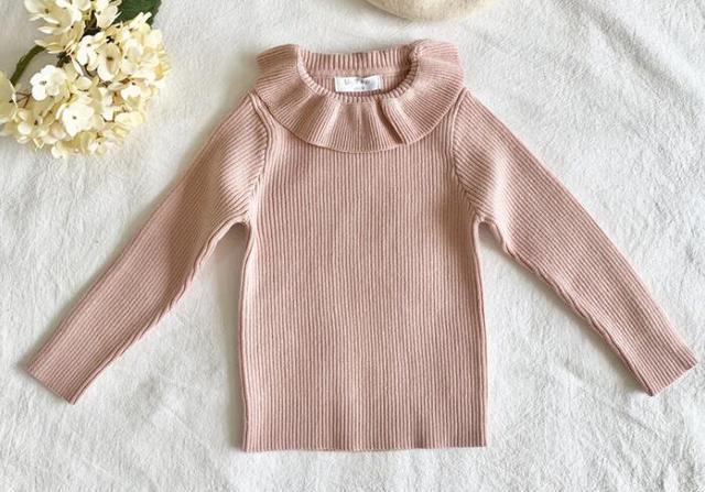 Kids Knitted Pullover Girls Long Sleeve Knit Lace Sweater